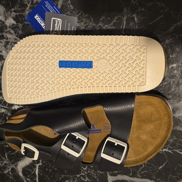 Birkenstock Milano Leather Sandals, Navy With White Buckles, Size 11M, $180.00US - Picture 5 of 16